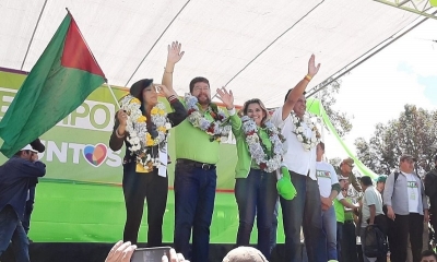  Jeanine Áñez, durante un acto de campaña en la plaza Villarroel de La Paz.