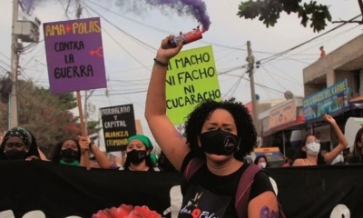 Manifestación de mujeres, por el 8 de marzo, en Cartagena de Indias, Colombia.