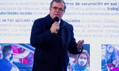 El secretario de Relaciones Exteriores Marcelo Ebrard habla sobre la llegada de vacunas. | EFE