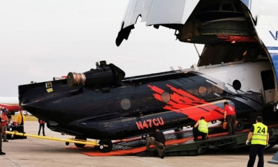 El Chinook doble hélice comienza a trabajar/Foto. ABI