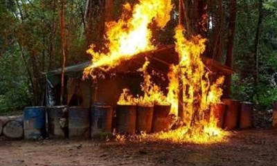 El Laboratorio destruido / Policía Federal de Brasil