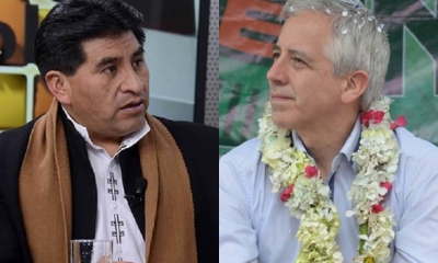 César Cocarico  y Álvaro García Linera/Foto. Kandire