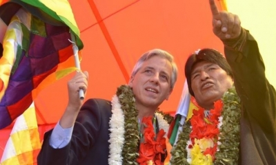 El vicepresidente Álvaro García Linera y el presidente Evo Morales