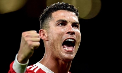 Cristiano Ronaldo celebra un gol con Manchester United
