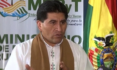 El ministro de Desarrollo Rural y Tierras, César Cocarico