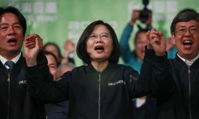 La mandataria de Taiwán, Tsai Ing-wen, logró una aplastante victoria en las elecciones presidenciales, en las que sacó casi veinte puntos de ventaja 