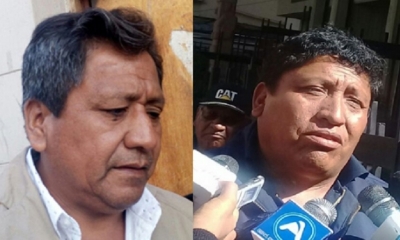 Juan Yucra y Pedro Quispe,dirigentes del transporte. 