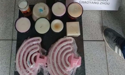 Velas con drogas secuestrada