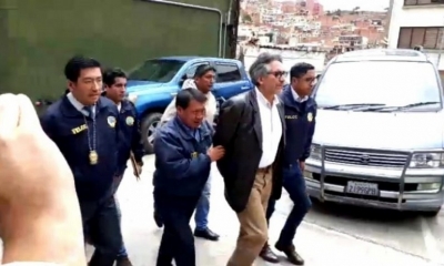 orrico al llegar a la Felcc de La Paz. FIDES