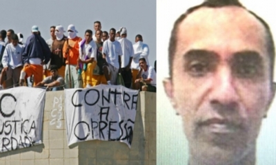 Un motín en una cárcel, organizado por el PCC. A la izquierda, la única foto que se conoce de Fuminho.