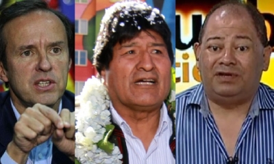 Jorge Quiroga, Evo Morales y Carlos Romero/Foto. Kandire 