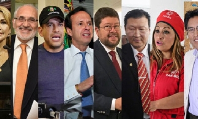 Los candidatos que fueron invitados a la reunión en el Comité Pro Santa Cruz. 