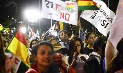 Una marcha en Cochabamba por el respeto a los resultados del referendo del 21F. 