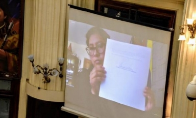 La presidenta del Senado, Eva Copa