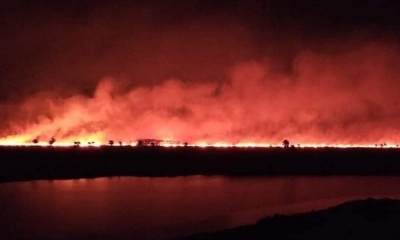 Vista del fuego que afecta el Parque Nacional Otuquis. Foto: Llanto del Jaguar facebook