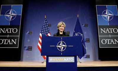 La embajadora de Estados Unidos en la OTAN, Kay Bailey Hutchison