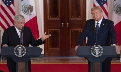 Andrés Manuel López Obrador y Donald Trump brindaron una conferencia de prensa tras su reunión. | Fuente: AFP