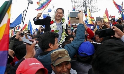 El candidato a la presidencia del Estado, Luis Arce Catacora