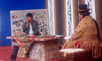Evo Morales, estuvo en la radio San Gabriel/Foto. RRSS