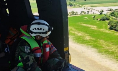 Uno de los operativos aéreos ejecutados por la FAB en Santa Cruz. / Foto: Defensa Civil..
