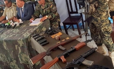 Romero, presentado los objetos secuestrados en los operativos/Foto. RRSS