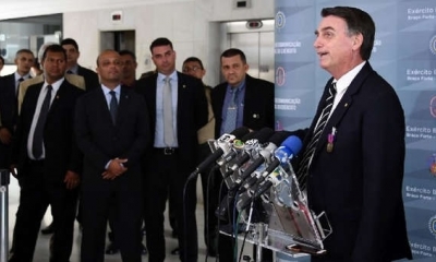 Jair Bolsonaro en una conferencia de prensa en Brasilia. | Fuente: Foto: AFP