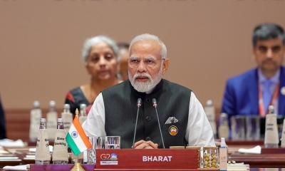 El primer ministro de India, Narendra Modi, durante la primera jornada de la cumbre. E