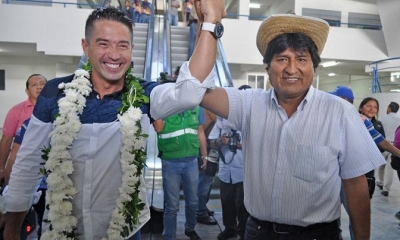 Presidente entrega moderno centro comercial en Warnes