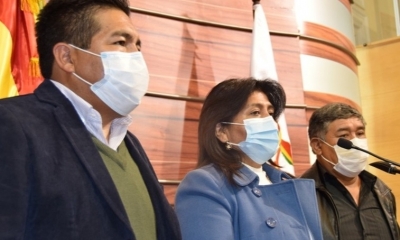 La primera vicepresidenta de la Cámara de Senadores, Lindaura Rasguido, ( c )