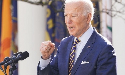 El presidente de EEUU, Joe Biden, pronuncia un discurso en la Casa Blanca. 