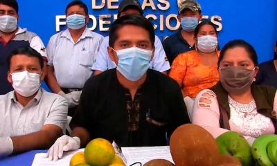 Autoridades del Trópico de Cochabamba, a la cabeza de Andrónico Rodríguez