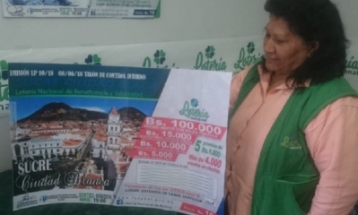 Un ejemplar ilustrativo de los billetes que se venden en Sucre/Foto. RRSS