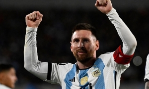 ionel Messi, autor del tanto del triunfo albiceleste sobre Ecuador, anoche. AFP