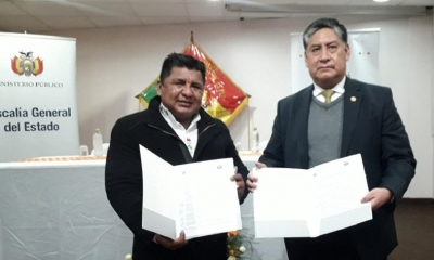  El Medio Ambiente, Juan Santos Cruz y el fiscal general, Juan Lanchipa.