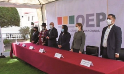 Vocales del Tribunal Supremo Electoral en la inauguración del año electoral, el 6 de enero