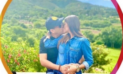 El líder de la Alianza Creemos, Luis Fernando Camacho, junto con su aún pareja. / Foto: @twittterologo