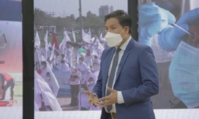 El ministro de Salud y Deportes, Jeyson Auza, este lunes, Foto: Ministerio de Salud y Deportes.