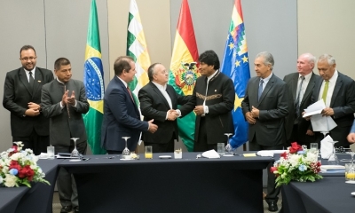 Reunión entre Los presidentes de Bolivia, Evo Morales, y de Brasil, Michel Temer