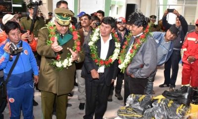 Evo Morales Ayma, entregó Centro de Mantenimiento Policial (CEMAPOL), equipado para el mantenimiento del parque automotor policial/Foto. ABI