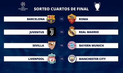 Emparejamientos de cuartos de final de la Champions League. Foto: La Vanguardia