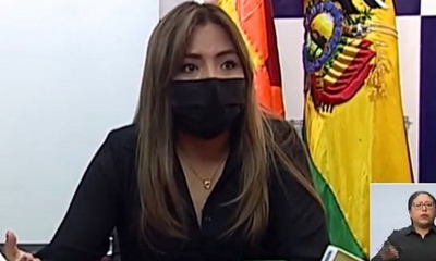 La viceministra Gabriela Alcón en conferencia de prensa. Foto: Captura/BTV.