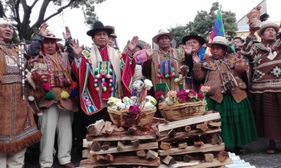 Así realizaron el ritual andino/Foto.ABI
