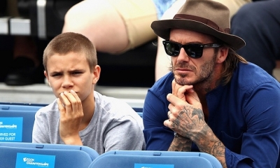 David y su hijo Romeo Beckham.