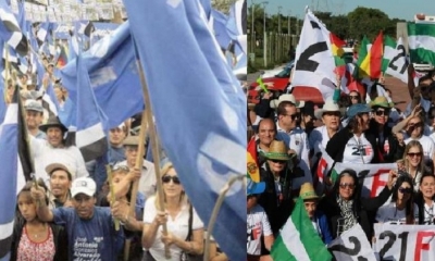 Militantes del MAS y Plataformas del 21F. Foto: Kandire