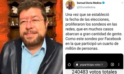 Doria Medina y uno de los sondeos que replicó a inicios de junio.