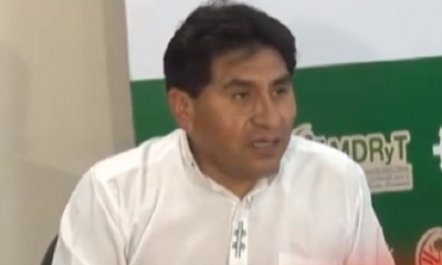 César Cocarico, ministro de Desarrollo Rural y Tierras/Foto. Captura de pantalla