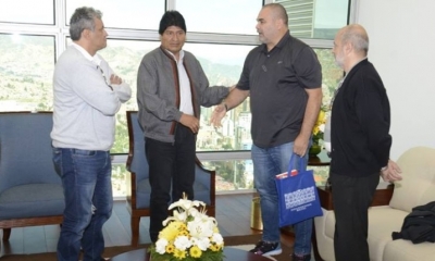 Marco Antonio Etcheverry, José Luis Chilavert y Evo Morales/Foto. ABI