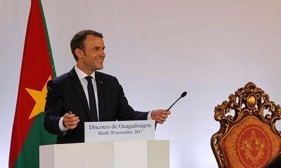El presidente francés, Emmanuel Macron, en Burkina Faso, el 28 de noviembre de 2017.
