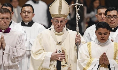 El Papa oficia una homilía, ayer en el Vaticano. | AFP