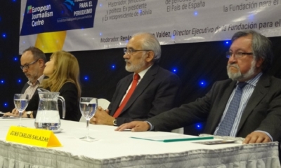 El conjunto de panelistas donde se encuentra Mesa. Foto: ANF